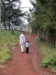 Biru walking Abi to school (Kindergarten)